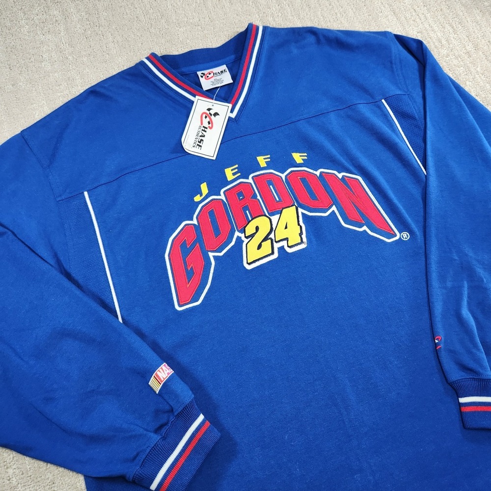 Vintage Jeff Gordon Sweatshirt Men‎ XL Deadstock Nascar Chase Blue Y2K V Neck